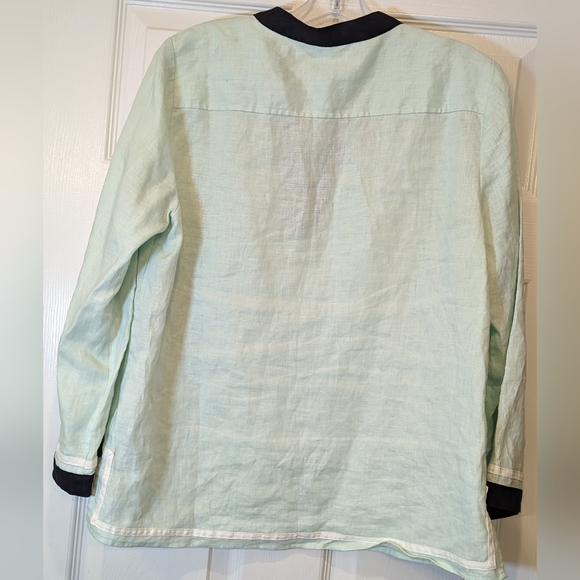 Talbot Linen mint green Seabreeze Linen Tunic Top shirt v neck loose fit size MP - Picture 5 of 7